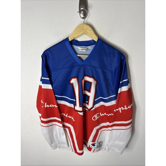 Vintage Champion Mesh Jersey #19 Red Blue White Men’s Small - Picture 1 of 5